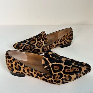 Calvin Klein Loafers Women’s 7.5 Leopard Print Pointed Toe Calf Hair “Elin”